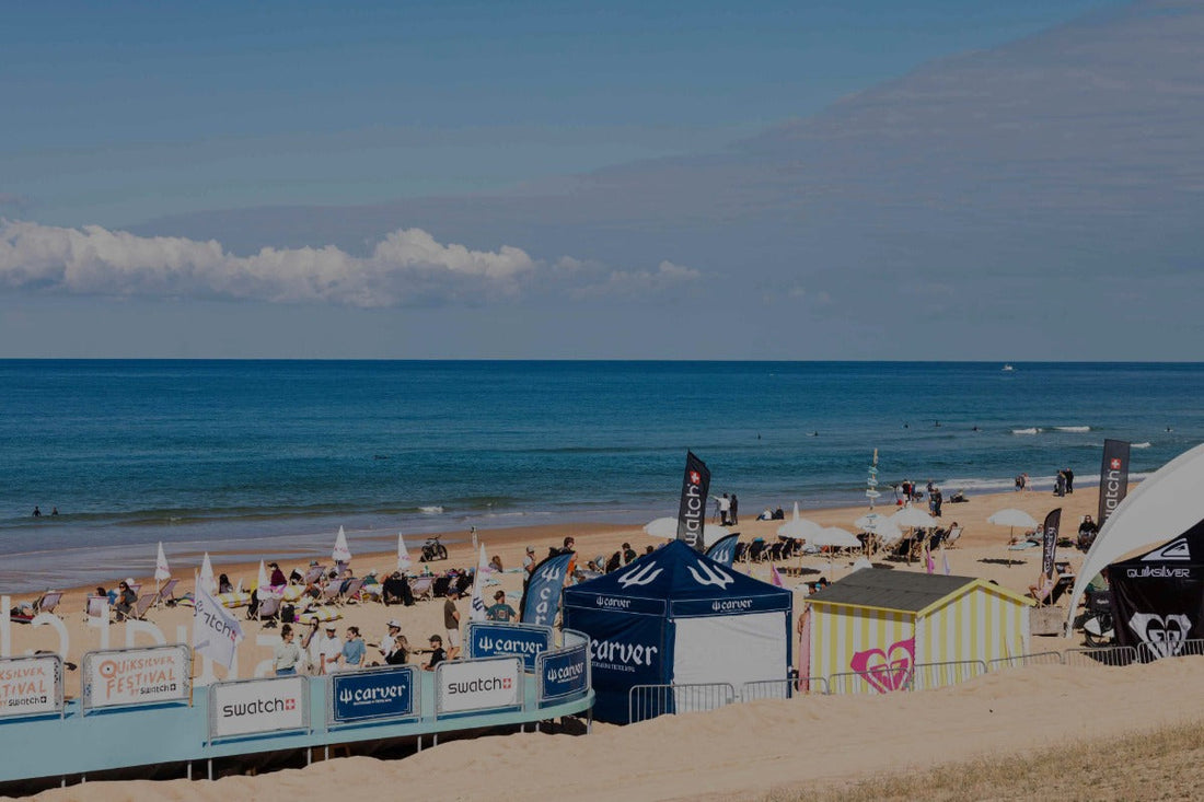 Strand von Hossegor während des Quiksilver Festivals