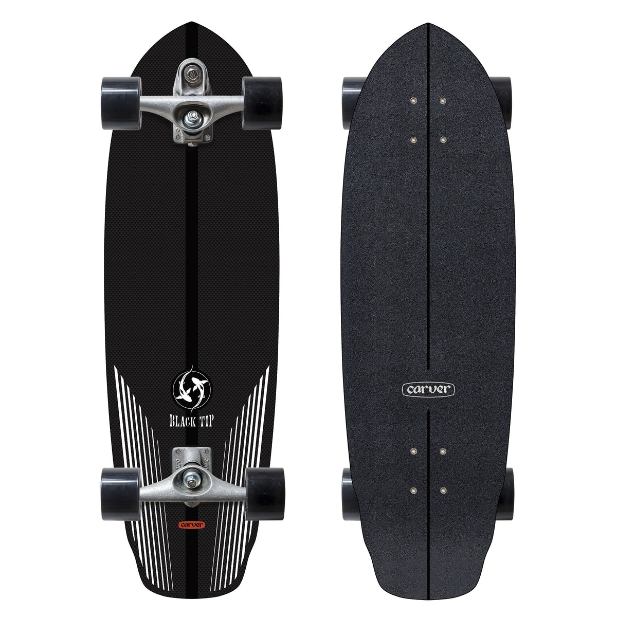 Carver Black Tip Carbon Fiber 32,5 Zoll C7, Ober- und Unterseite des Decks